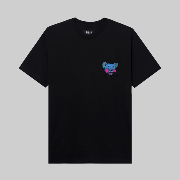 TIRED TIPSY MOUSE EMB TEE BLACK 